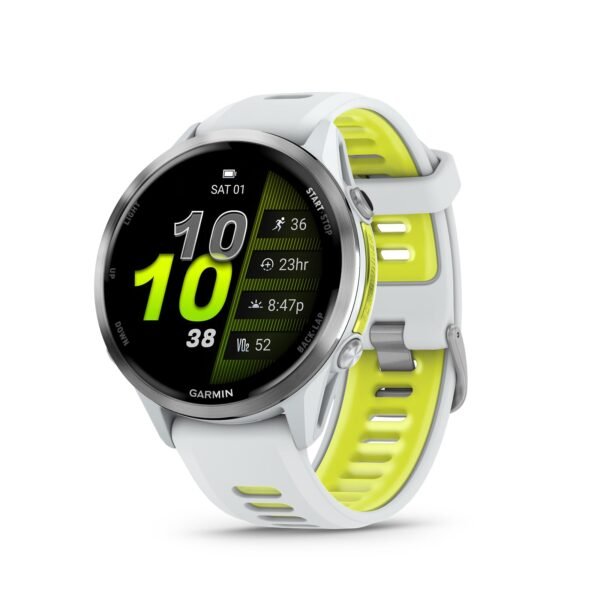 Garmin Forerunner 970 GPS-Lauf- & Triathlon-Smartwatch, AMOLED, LED-Taschenlampe, Titan/Whitestone